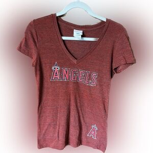 Los Angeles Angels Authentic MLB vintage Women’s T-Shirt Dark Red Size Small